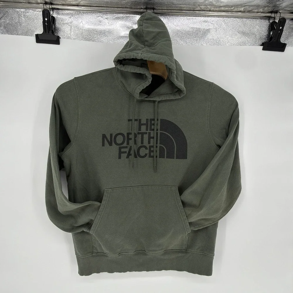 The North Face Mens Half Dome Pullover Hoodie Olive Green Large Fleece Hoodie